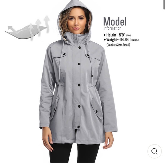 SaphiRose Women's Long Hooded Anorak Style Windbreaker Jacket | Outdoor Raincoat - Picture 6 of 7